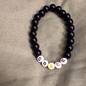 Black Beaded Bracelet with 'GRACE' Letters